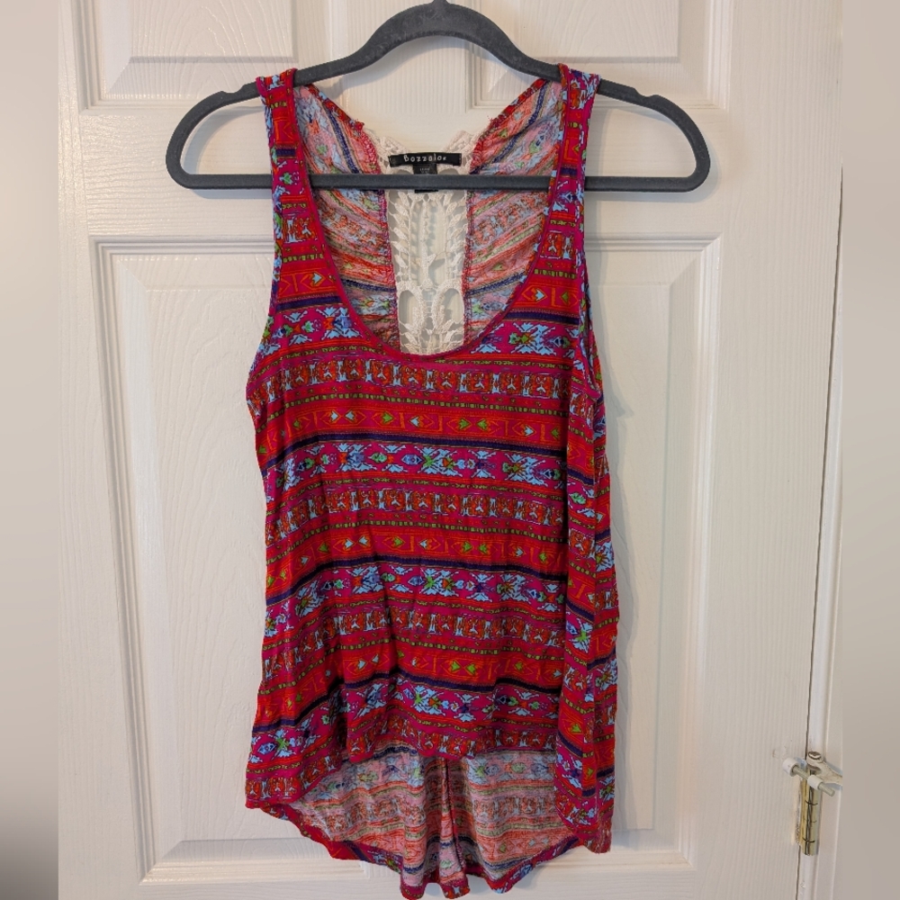Bozzolo Asymmetrical Red and Blue Tank Top Relaxed Fit